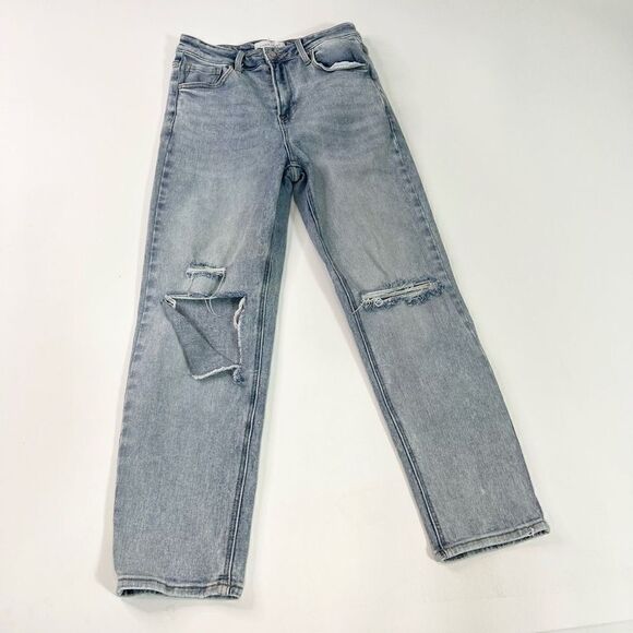 Risen Kendra Jeans Womens 28 Blue High Rise Waist Distressed Straight Denim - Picture 1 of 10